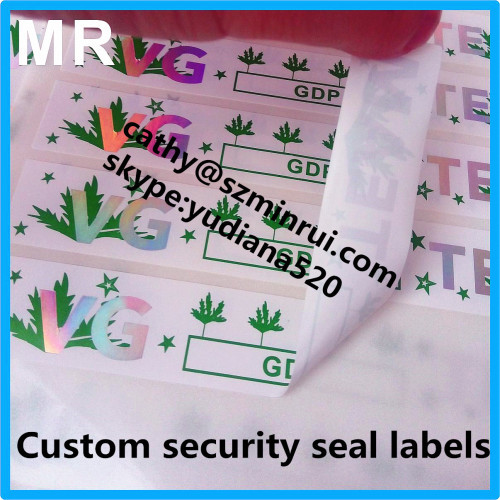 High quality hot stamped holographic logo security seal tamper sticker
