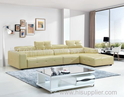 Top Grain Living Room Leather Sofa with Corner