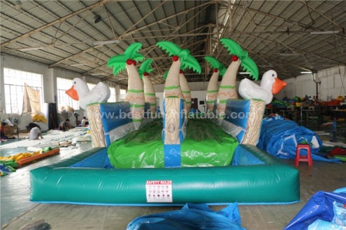 Jungle inflatable water slip slide with pool