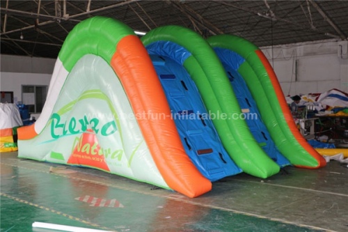 Simple aqua inflatable floating slide for lake