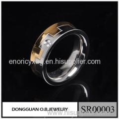 SR0003 Stainless Steel Gold And Silver Finger Men's Ring