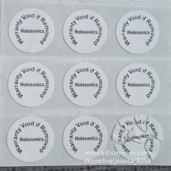 Custom Ultra Destructible Vinyl Label White Round Warranty Void If Broken Sticker