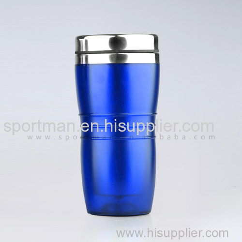 450ml Polished Plastic Out Stainless Steel Inner Travel Mug coffee thermo mug