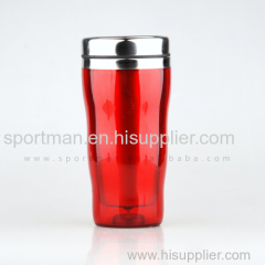 Double Wave Shape Plastic Travel Mug Thermal Coffee mug isnulated with lid