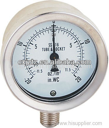 63mm Bottom St.St. Capsule Mbar Gas Pressure Gauge