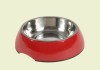 M Size Red Color Pet stainless steel bowl with malemine frame