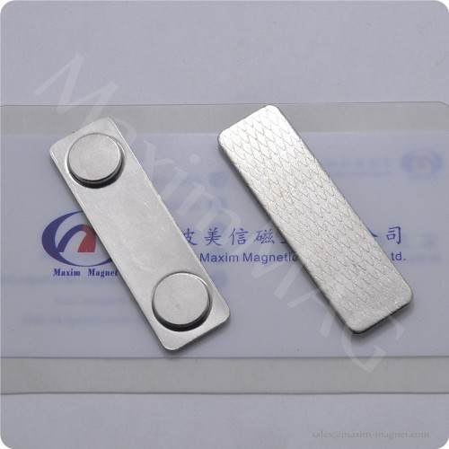 Metal magnetic name badges with 2 disc neodymium disc magnets
