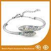 Women Charm Stainless Steel Silver Bangle Bracelets With White Zircon