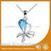 Different Color Crystal Stone Silver Butterfly Necklace / Long Chain Necklaces