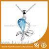 Different Color Crystal Stone Silver Butterfly Necklace / Long Chain Necklaces