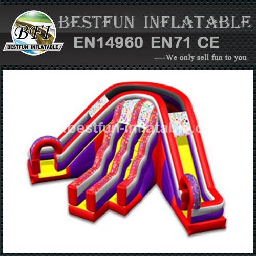 Cheap designer line 3-lane inflatable slide