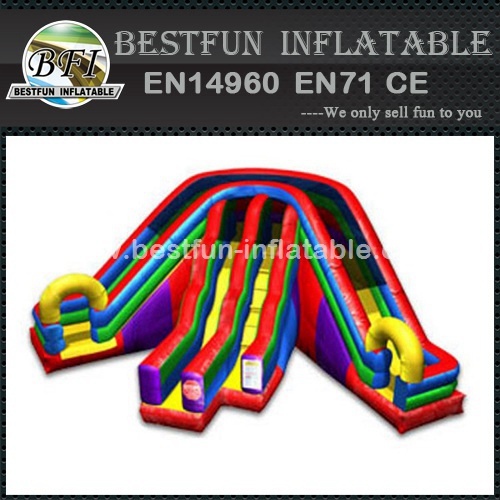 Circus inflatable triple lanes dry bouncy slide