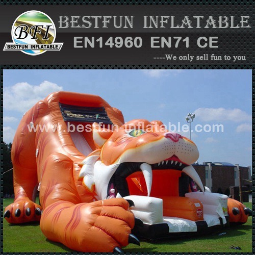 Inflatable sabre-tooth kids slides