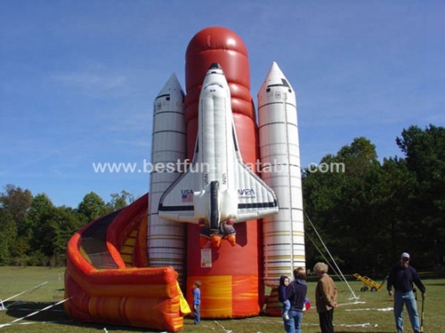 Space shuttle air plane slide inflatable twist slide