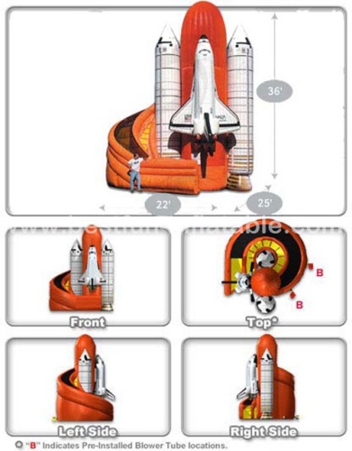 Space shuttle air plane slide inflatable twist slide