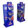 Corrugated floor display stand with shelf pocket