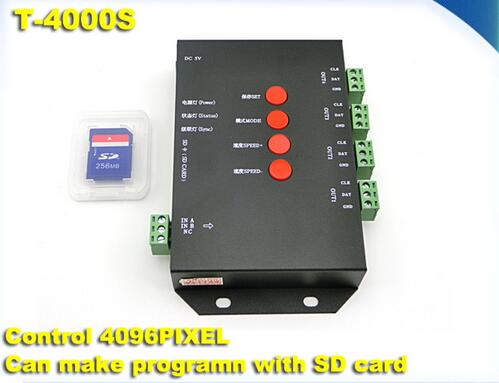 T-8000A off-lineled SD card pixel controller(SPI 1024pixels*8ports) with DMX512 port work with dmx console to select pat