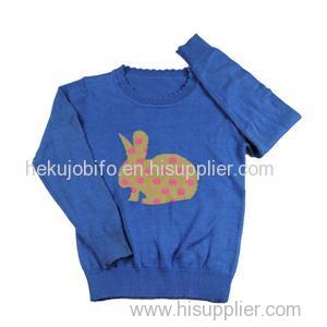girl's jacquard rabbit pullover sweater casual jersey knitwear