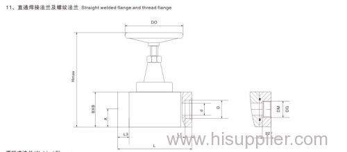 straight welded flange and thread flange stop valve