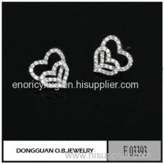 E3393 Young Lady Style 925 Stud Jewelry Heart Silver Earring