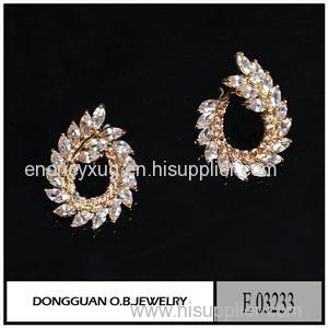 E3233 18K Gold Plated Champagne Stone Ear Clip Earring