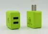 Green Iphone Dual USB Travel Charger AC 100V - 240V Output Free Sample