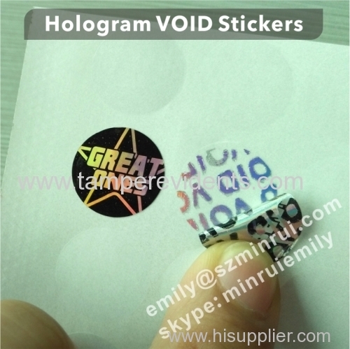 Custom One Time Use Tamper Poof Hologram Warranty Void Stickers Tamper Evident Hologram Void Stickers With Logo Printed