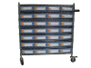 Moving wire shelving carts