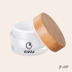Acrylic cosmetic cream jar with bamboo cap