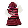 girl's striped knitted jersey dress printing rhinestone hoody dress