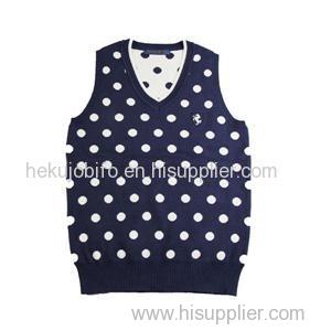 2015 fall cotton jacquard dots vest v-neck knitted vest sweater