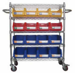 Wire Shelving Trolley with Storage Bins