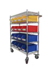 wire shelving trolley for storage bin