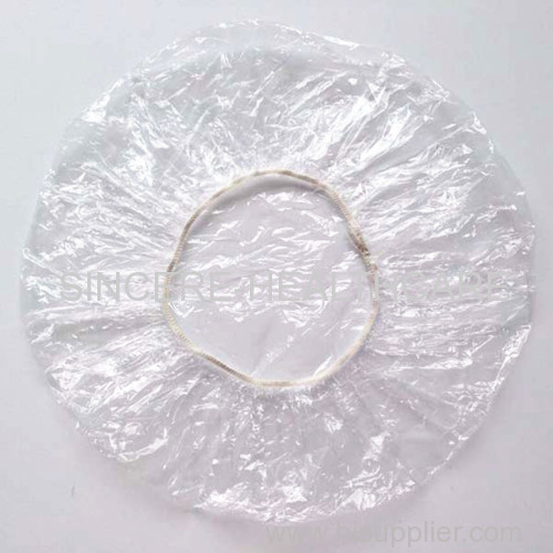 Plastic shower cap for bathing