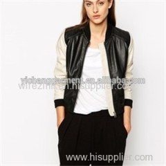 Women Lambskin Bomber Jackets With Zipper Closed