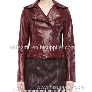 Women Waxed Leather Jackets With Zipper