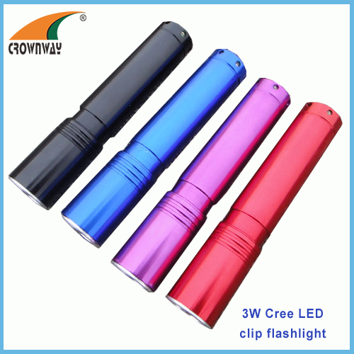 3W Cree LED flashlight 180Lumen powerful hand torch pocket lamp waterproof anodized aluminum 18650 rechargeable lights