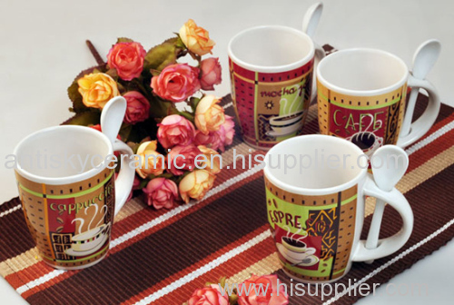 Ceramic Coffee Mug with Spoon Custom Imprint Mug Spoon