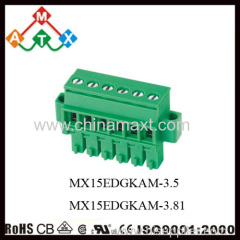 3.5/3.81mm pitch 300V/8A 180 degree pluggable terminal blocks with flange replacement of PHOENIX and SAURO