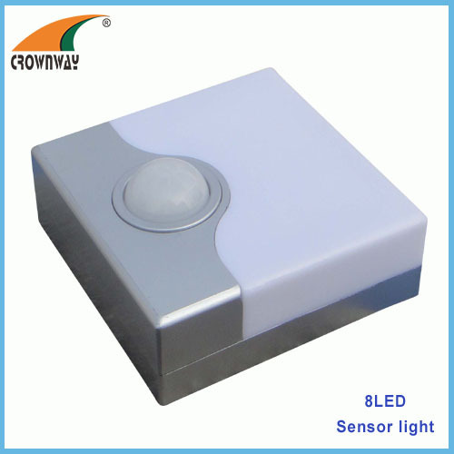 8LED sensor lamp straw hat LED 1500MCD motion sensor light night light cabinet lamp 3*AA battery emergency lamp