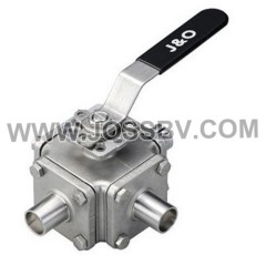 Three-Way Sanitary Tube Butt Weld Direct Mount Ball Valve