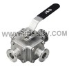 Three-way Sanitary T-Clamp Direct Mount Ball Valve