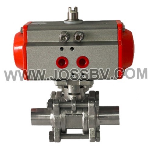 3PCS Sanitary Ball Valve With Actuator Butt Weld