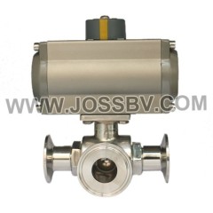 Sanitary Three-Way Ball Valve with Actuator