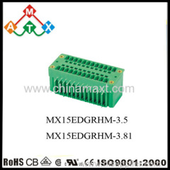 Right angle pin 3.5/3.81mm dual row male type pluggable terminal block with flange manufacturer with UL and TUV approval
