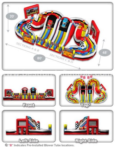 Farigrounds racing inflatable obstacle with slide