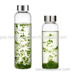 500mlHot Handmade Borosilicate Glass Drinking Bottle WIth Screw Lid