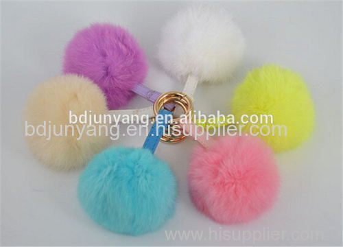 Real animal fur pom decoration fur ball on beanie hat rabbit fur pom keychain