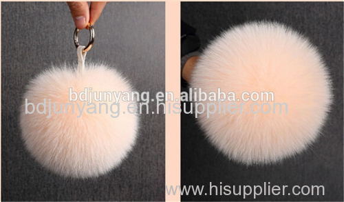 Hot sale fox fur ball fur pom po keychain pendant bag and key ring decoration