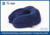 Blue Polyurethane Memory Foam Contour Travel Pillow / Memory Foam Car Neck Pillow